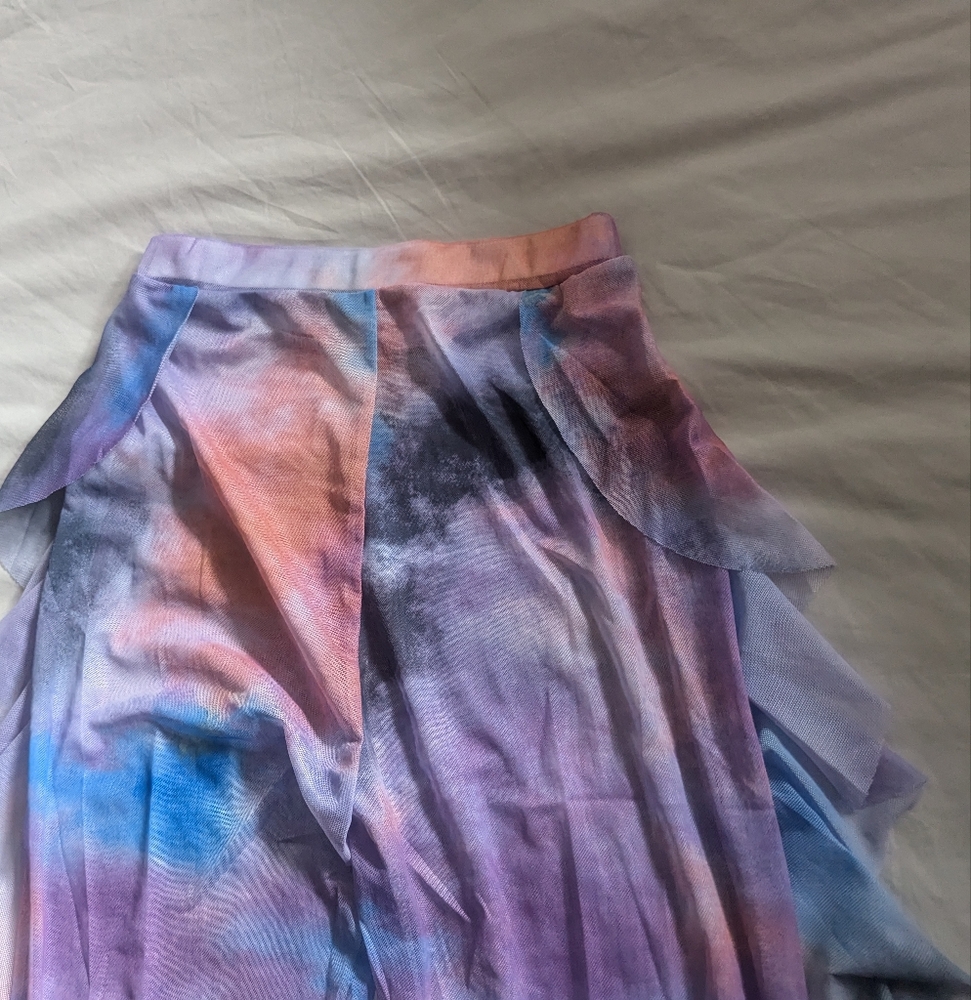 Colorful Rave Mesh Set with Ruffled Pants And Bikini Top - Picture 4 of 5